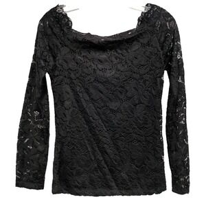 VTG Y2K Maggie Tang Top Womens Large Black Floral Lace Off Shoulder Whimsygoth